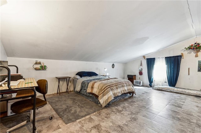 bedroom with lofted ceiling