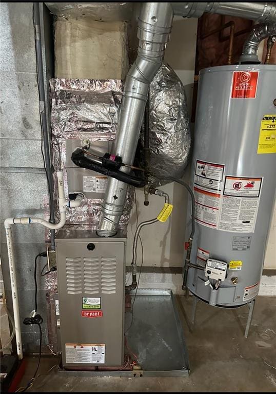 utility room featuring gas water heater