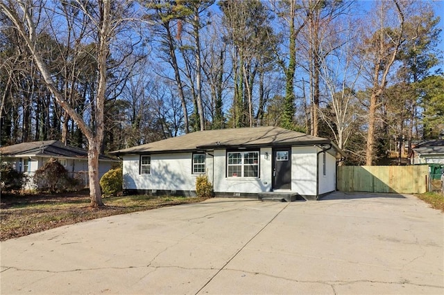 view of single story home