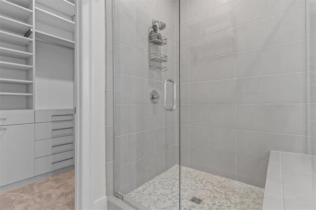 bathroom featuring a shower stall