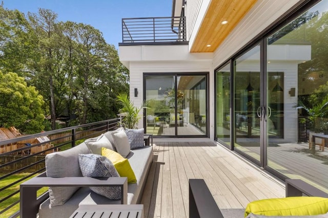 deck featuring an outdoor living space