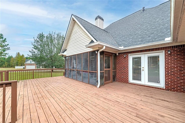 deck with a sunroom