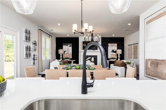 608 Belshire Dr, Acworth, GA 30102 - dining room with recessed lighting and a chandelier