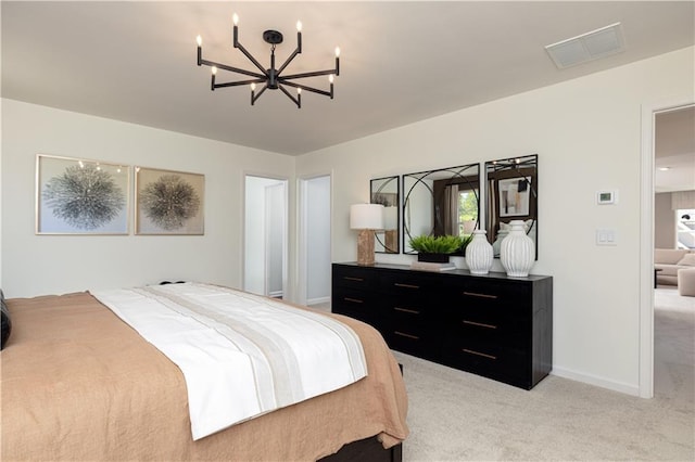608 Belshire Dr, Acworth, GA 30102 - bedroom featuring light carpet and a chandelier