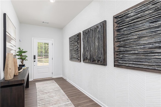 608 Belshire Dr, Acworth, GA 30102 - doorway to outside featuring dark wood-type flooring