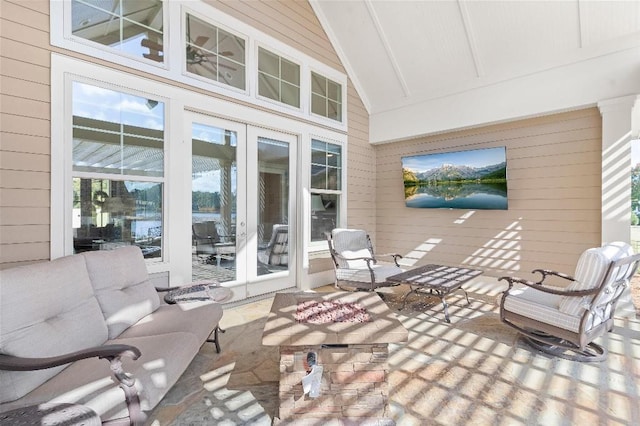 view of patio / terrace featuring french doors and outdoor lounge area