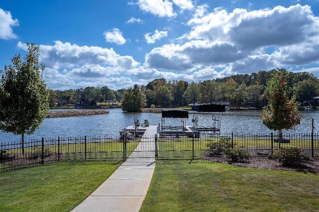 water view with a boat dock