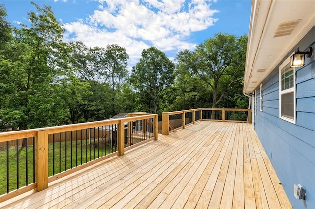 319 Hill Crest Cir, Woodstock, GA 30188 - wooden deck featuring view of scattered trees