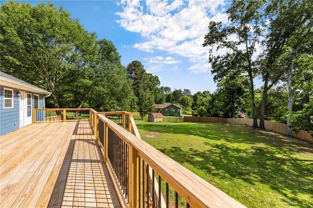 319 Hill Crest Cir, Woodstock, GA 30188 - wooden deck with view of wooded area