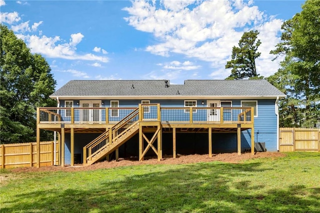 319 Hill Crest Cir, Woodstock, GA 30188 - back of property with a wooden deck and stairs