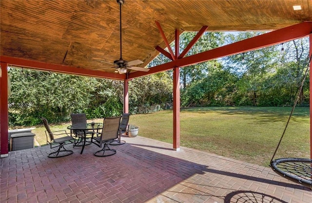 view of patio / terrace featuring ceiling fan