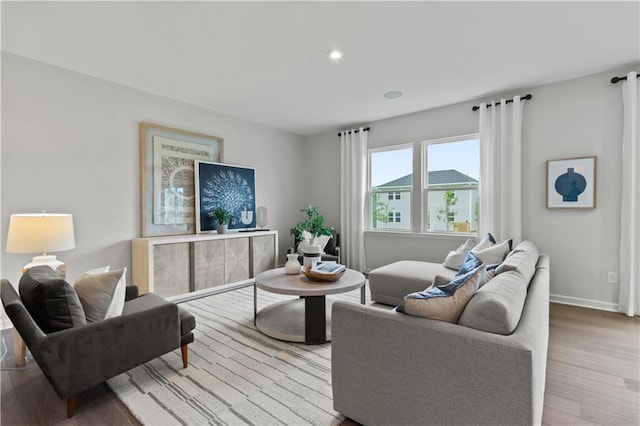 living room featuring light hardwood / wood-style floors