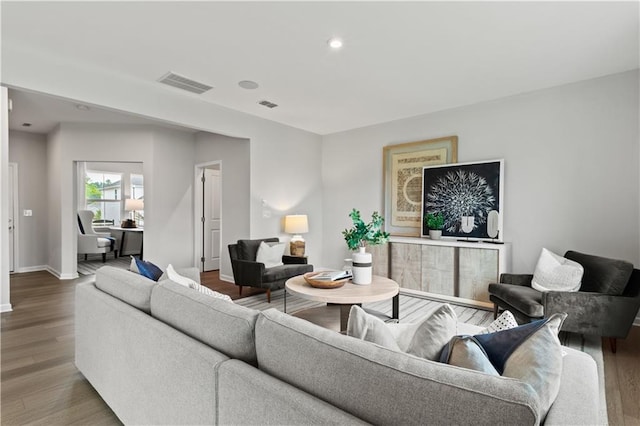 living room featuring hardwood / wood-style flooring