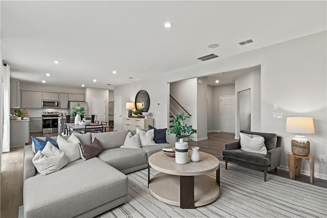 living room featuring light hardwood / wood-style floors