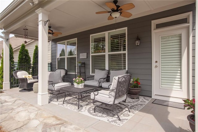 3719 Cresswind Pkwy SW, Gainesville, GA 30504 - view of patio featuring a ceiling fan and an outdoor hangout area