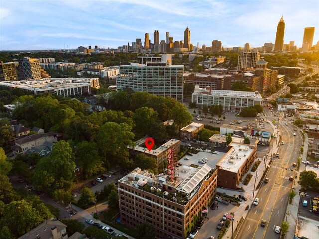 bird's eye view with a city view