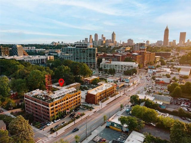 aerial view with a city view