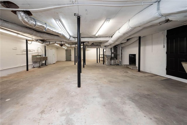 basement with heating unit