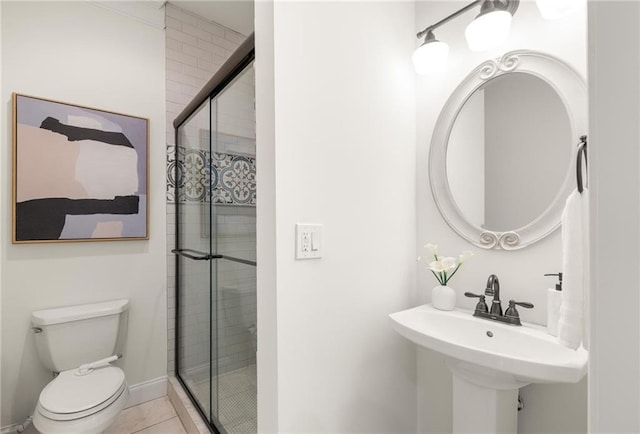 178 Mayson Ave NE, Atlanta, GA 30307 - full bath featuring a shower stall, toilet, tile patterned flooring, and baseboards