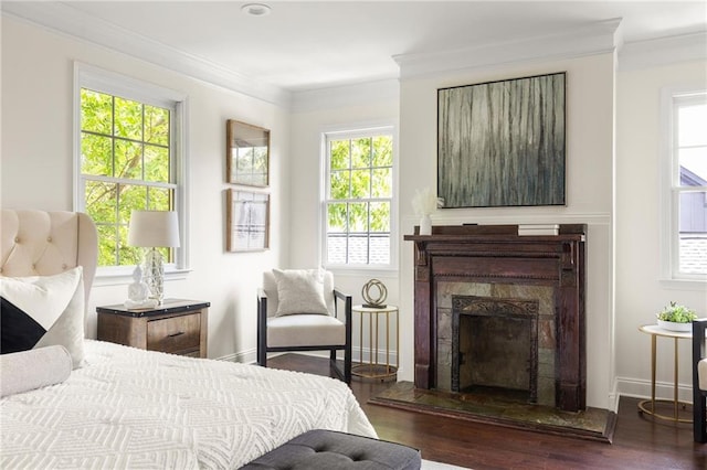 178 Mayson Ave NE, Atlanta, GA 30307 - bedroom featuring multiple windows, wood finished floors, ornamental molding, and a premium fireplace