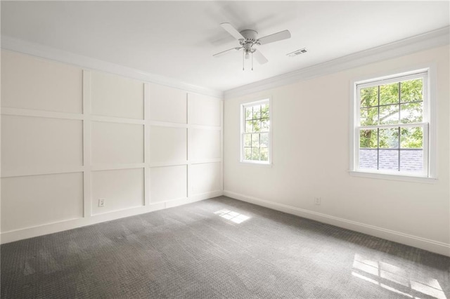 178 Mayson Ave NE, Atlanta, GA 30307 - carpeted spare room with a ceiling fan, ornamental molding, and baseboards