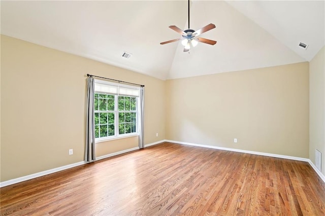 2359 Saint Kennedy Ln, Buford, GA 30518 - unfurnished room with a ceiling fan, wood finished floors, and high vaulted ceiling