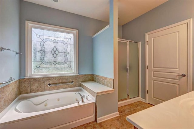 802 Dusky Sap Ct, Griffin, GA 30223 - full bathroom featuring a shower stall and a jetted tub