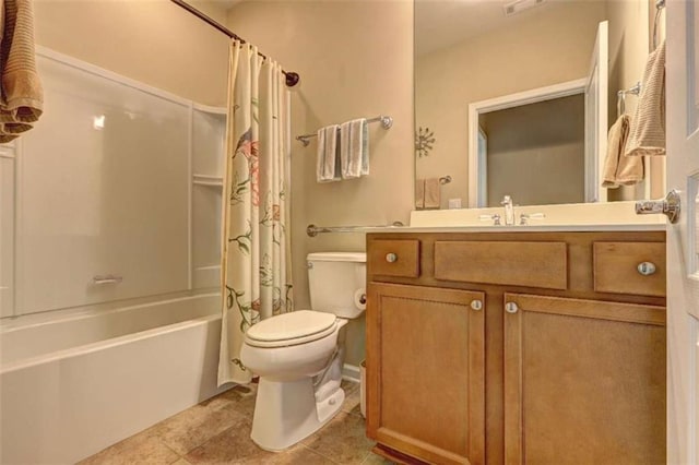 802 Dusky Sap Ct, Griffin, GA 30223 - full bathroom featuring vanity, shower / bath combo with shower curtain, and tile patterned floors
