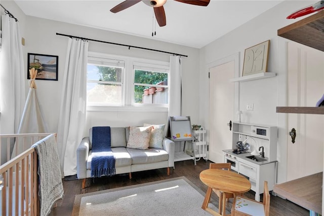 770 Barnett St NE, Atlanta, GA 30306 - living area featuring ceiling fan and wood finished floors