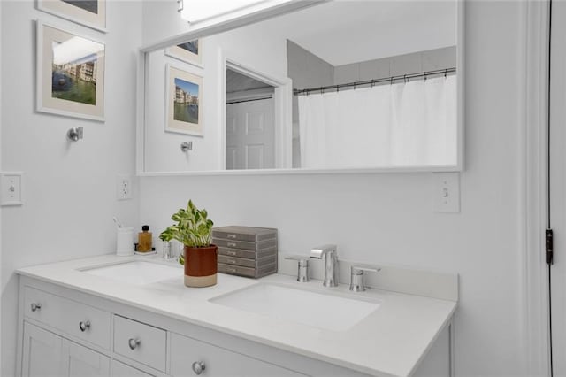 770 Barnett St NE, Atlanta, GA 30306 - bathroom with double vanity and curtained shower