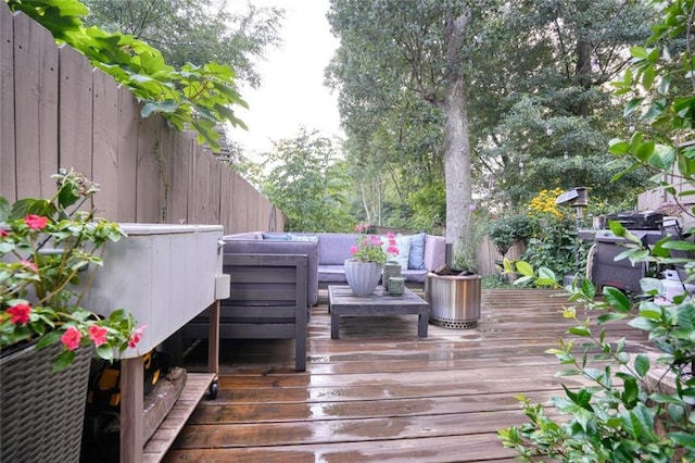 770 Barnett St NE, Atlanta, GA 30306 - wooden deck featuring a fenced backyard and an outdoor hangout area