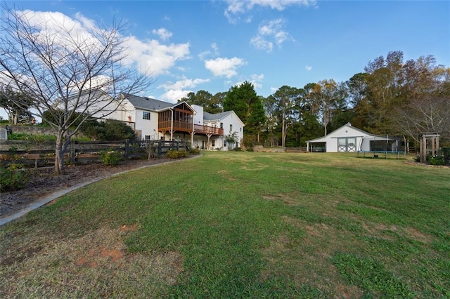 view of yard with a deck