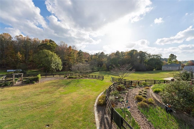 view of yard with a rural view