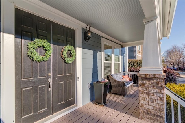 deck featuring covered porch