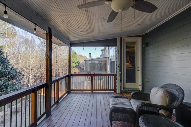 deck featuring ceiling fan