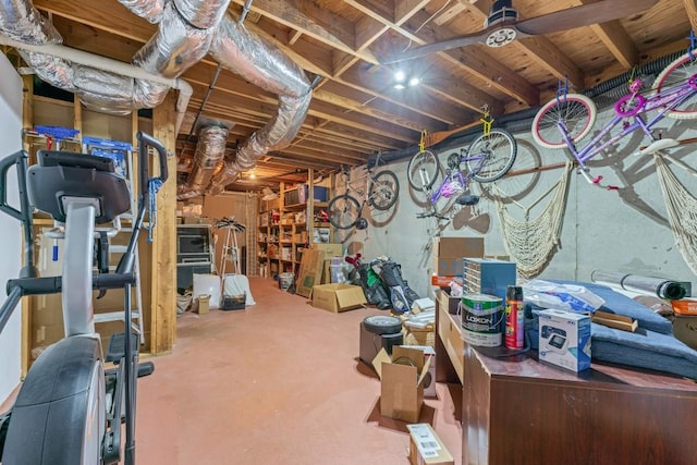 view of unfinished basement