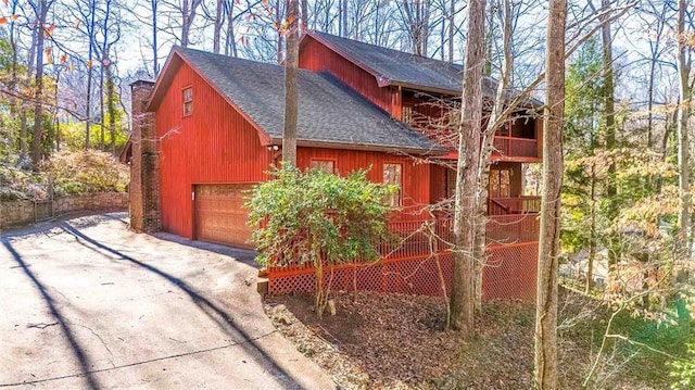 exterior space featuring a garage