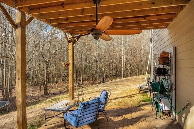 view of patio with ceiling fan