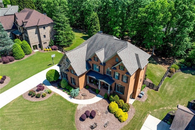 5925 Boulder Bluff Dr, Cumming, GA 30040 - bird's eye view with a residential view, a mountain view, and a wooded view