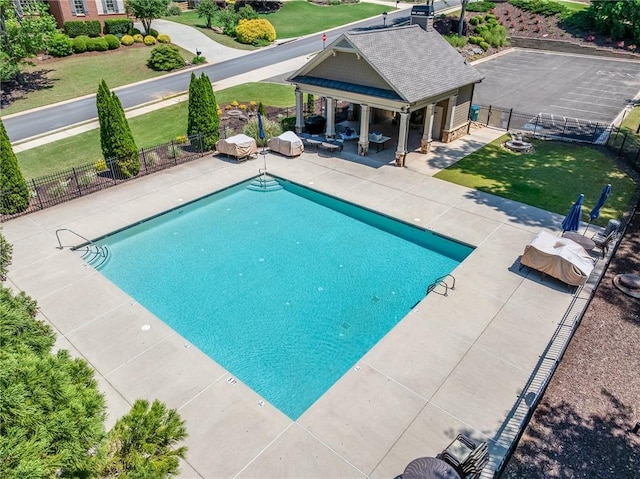 5925 Boulder Bluff Dr, Cumming, GA 30040 - view of swimming pool featuring a lawn, a patio, a fenced in pool, and fence private yard