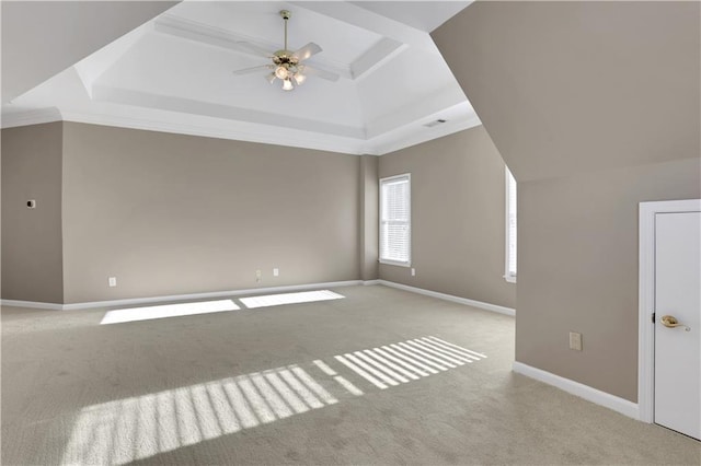 additional living space featuring light colored carpet and ceiling fan