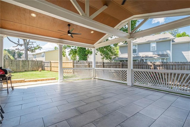 view of patio / terrace featuring a ceiling fan