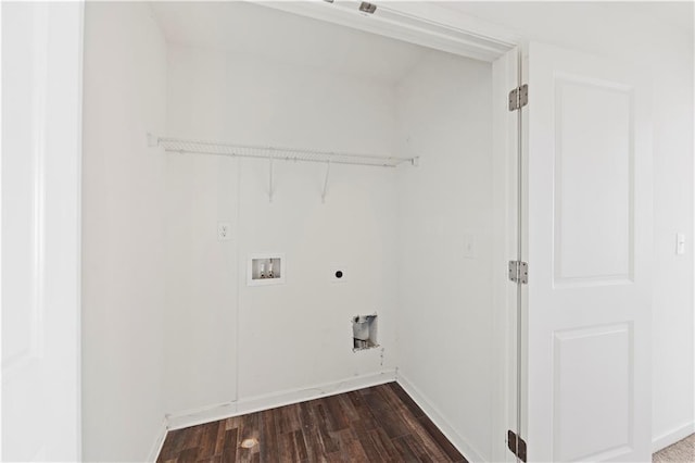 laundry area with washer hookup, dark hardwood / wood-style floors, and hookup for an electric dryer