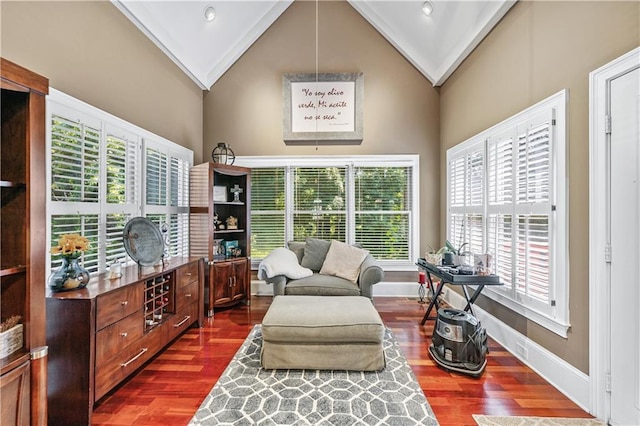 2012 Arbor Springs Way, Buford, GA 30519 - sitting room with vaulted ceiling, dark wood-type flooring, and ornamental molding