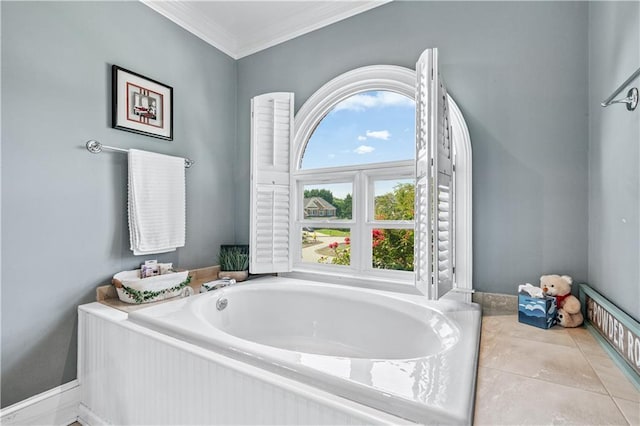 2012 Arbor Springs Way, Buford, GA 30519 - full bathroom with a garden tub, crown molding, and tile patterned flooring