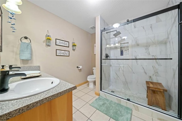 100 Julep Cir, Ellijay, GA 30540 - full bath with double vanity, a marble finish shower, tile patterned floors, and a textured ceiling