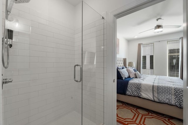 bedroom featuring ceiling fan