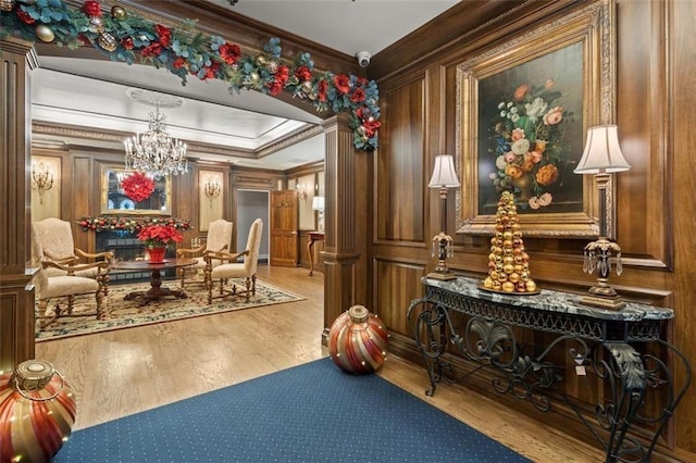 2865 Lenox Rd NE Unit 410, Atlanta, GA 30324 - interior space featuring ornamental molding, wood finished floors, and a chandelier