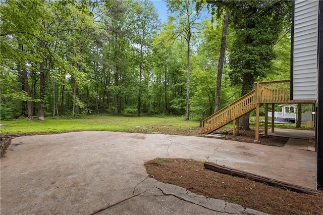 9438 Cedar Creek Pl, Douglasville, GA 30135 - view of yard with stairs, a patio area, and a deck