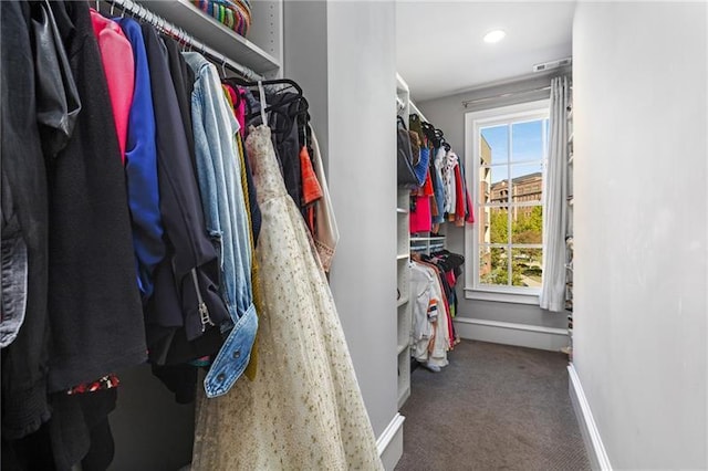 spacious closet featuring carpet floors